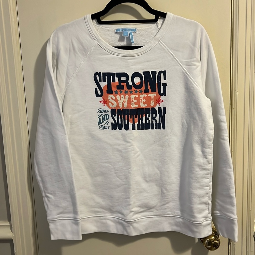 Draper James 100% cotton white graphic sweatshirt L